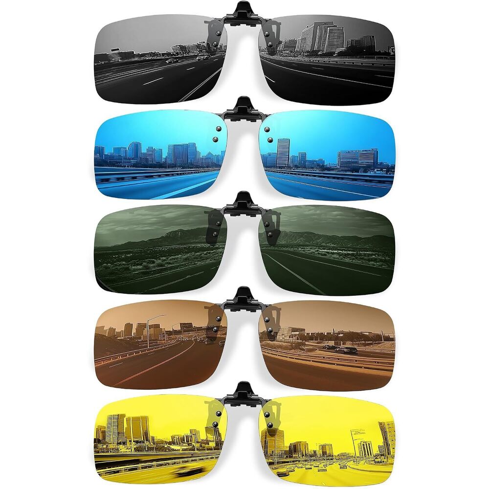 Polarized Clip On Sunglasses for Men Women, Flip Up Fit Over Glasses for